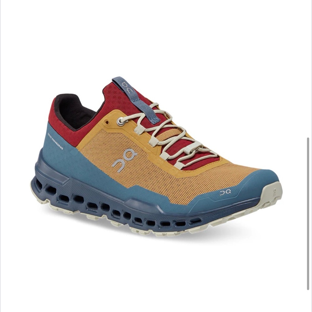 On Running Cloudventure Peak Trail Shoe - Mustard, Teal & Burgundy
